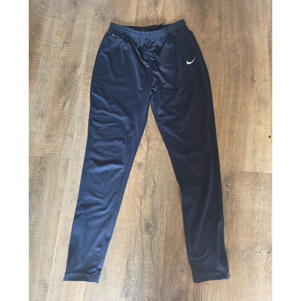 Nike Ladies Libero Tech Knit 14 Navy Blue Soccer Track Jogger Pants M Zip Ankles